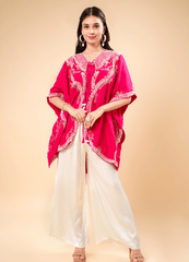 Sindoori Red Kaftan Set with Mirror Work