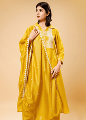 Zard Yellow Embroidered Kurta Set with Dupatta