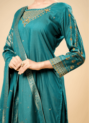 Rich Green Kurta Set with Handwoven Silk Dupatta