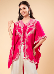 Sindoori Red Kaftan Set with Mirror Work