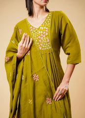 Brass Round Kurta Set with Hand Butis Dupatta