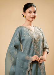 Tempered Grey Pant Pair with Floral Shimmer Print