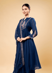 Royal Blue Anarkali Kurta Set with Katdana & Jardosi Work