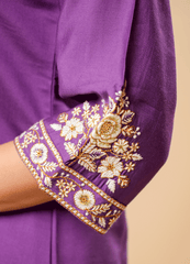 Lilac Purple Kurta Pant Set with Printed Dupatta