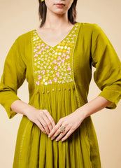 Brass Round Kurta Set with Hand Butis Dupatta