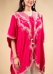 Sindoori Red Kaftan Set with Mirror Work