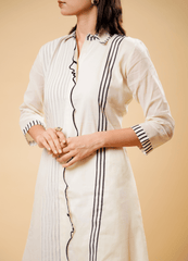 Ivory (Off White) Set with Pintuck & Black Trim