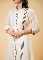 Ivory (Off White) Set with Pintuck & Black Trim