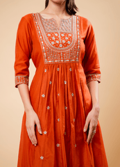 Elegant Flared Palazzo Set in Pure Rust Shade