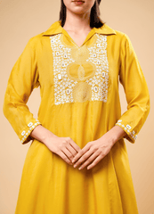 Zard Yellow Embroidered Kurta Set with Dupatta