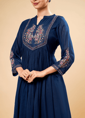Royal Blue Anarkali Kurta Set with Katdana & Jardosi Work