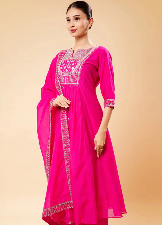Elegant Flary Plazo Set in Punch Pink Shade
