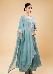 Pantone Anarkali Plazo Set with Unique Dupatta Border