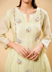 Pistachio Green Swan Embroidered Kurta Set