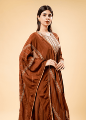 Mocha Anarkali Set with Dupatta