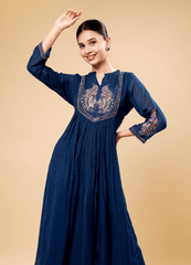Royal Blue Anarkali Kurta Set with Katdana & Jardosi Work