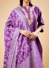 Lilac Purple Kurta Pant Set with Printed Dupatta