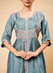 Pantone Anarkali Plazo Set with Unique Dupatta Border