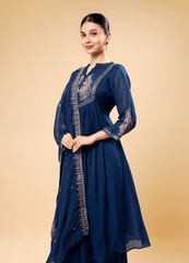 Royal Blue Anarkali Kurta Set with Katdana & Jardosi Work